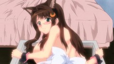 Brunette cutie gets creampied by a big dick in a hentai film