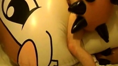 Twink Humps and Cums on Giant Inflatable Sex Toy