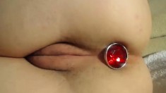 Close up anal dildo play with some freaky toys