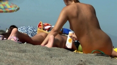 Morning beach nudity caught on by beach hidden cam